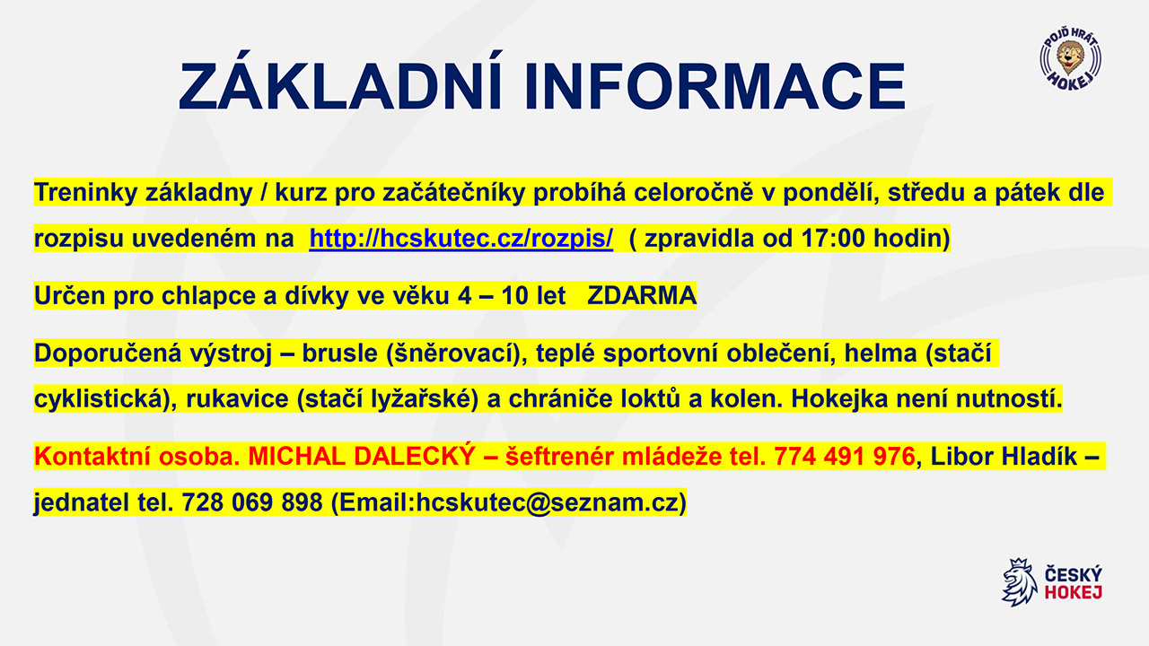 Základní informace pro nábor